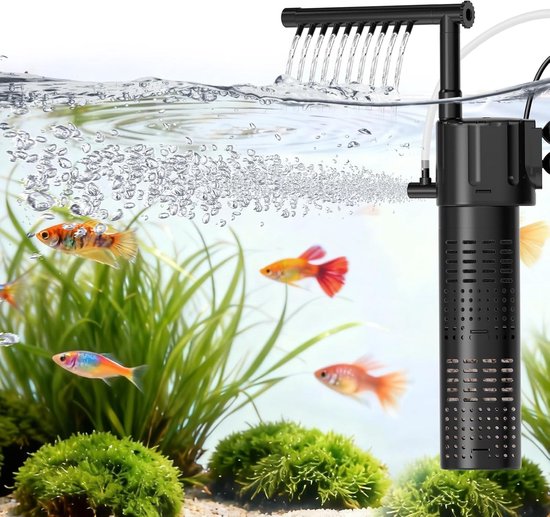 Thijox - Hygger Binnenfilter voor Aquarium 300 l/u, 5 W Verstelbaar, Stil Vermogensfilter met Regenbeluchting voor Zoet- en Zoutwateraquaria 15-55 Lit