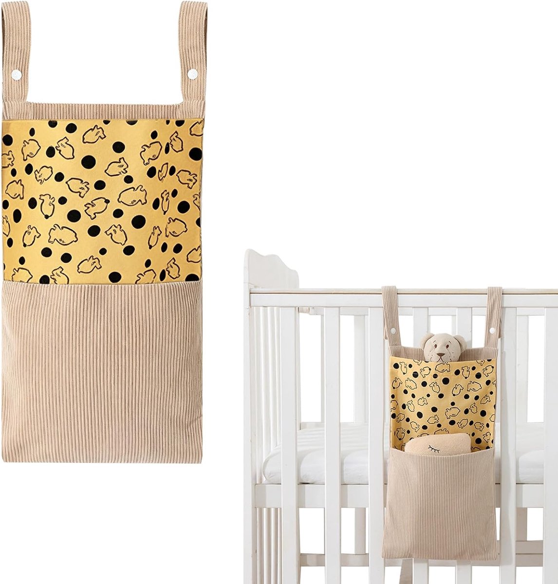 Thijox - Luierhouder voor Kinderwagen, Luiertas Organizer met Dubbele Zakken, Handdoekhouder, Ideaal voor Babybenodigdheden, Speelgoed, Kleding en Rei