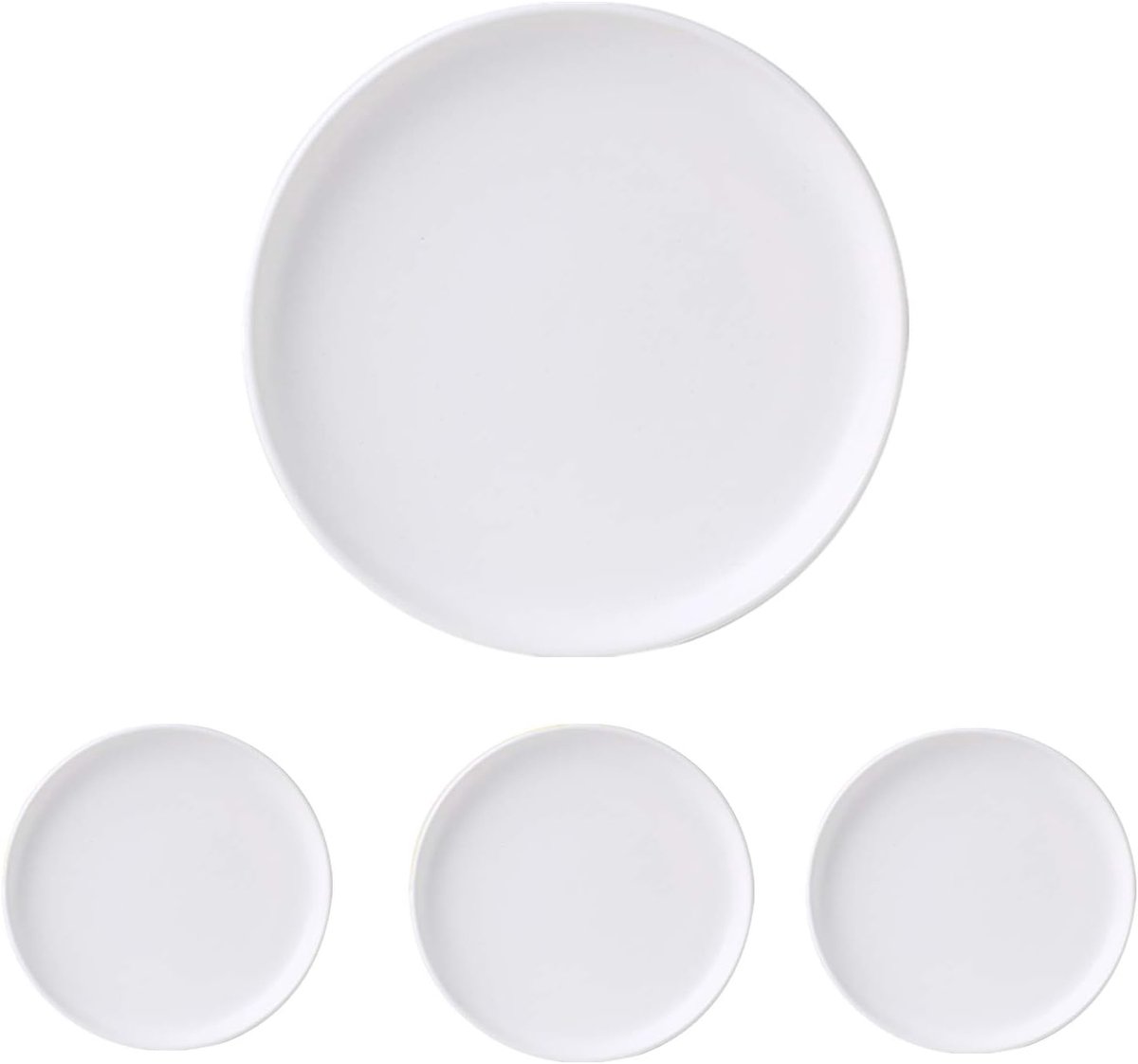 Thijox - Set van 4 Matte Keramische Taartborden, Dessertborden en Voorgerechtenborden van 15 cm - Wit - Perfect voor Feesten, Ontbijt en Familiebijeen