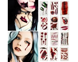 Halloween Tattoo - Plaktattoo Set - Halloween Kostuum - Halloween - Decoratie - Tattoo - Plak Tattoos - Halloween - Make-Up - Volwassenen