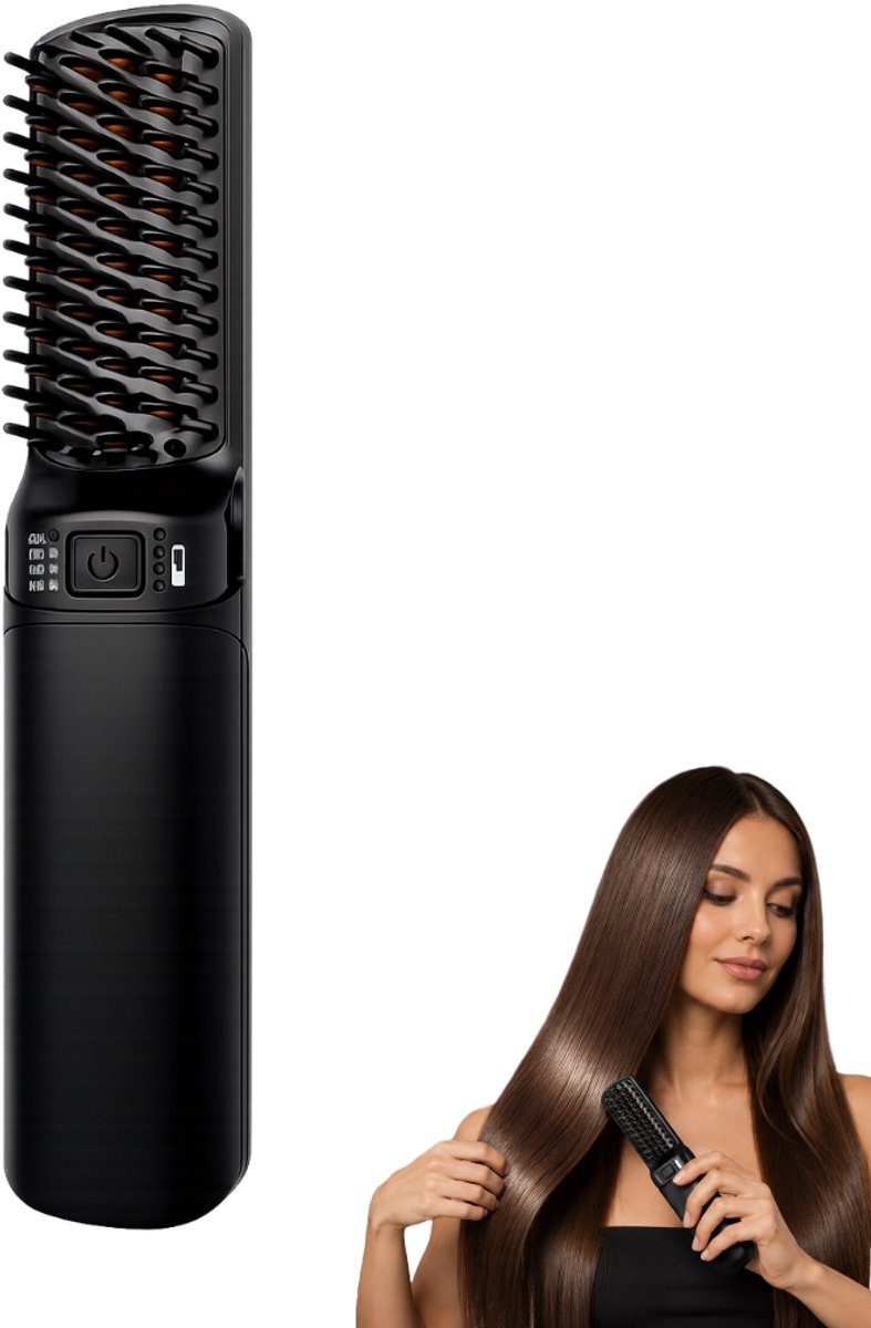 Bol.com WB Goods Draadloze Stijlborstel - Keramisch - ionen technologie - Stijlkam - Stijlborstels - Warmte borstel - Brush - El... aanbieding