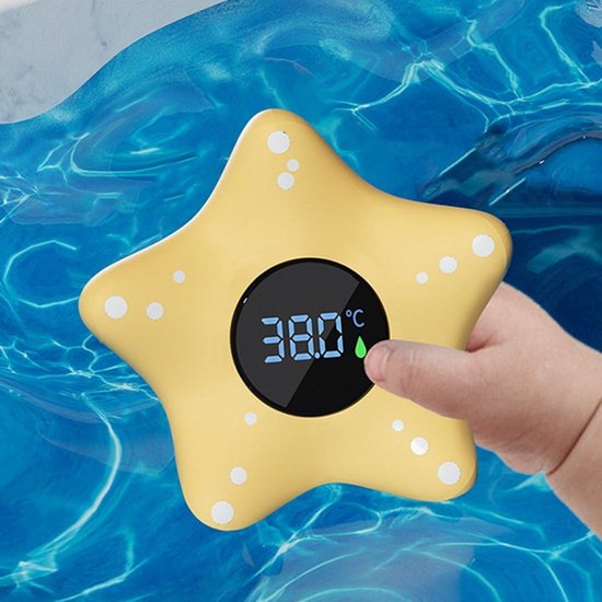 Babybadthermometer, waterdicht, langdurige badthermometer, schattige zeestervorm, temperatuurwaarschuwingstijdweergave, badthermometer voor baby's — afbeelding 4