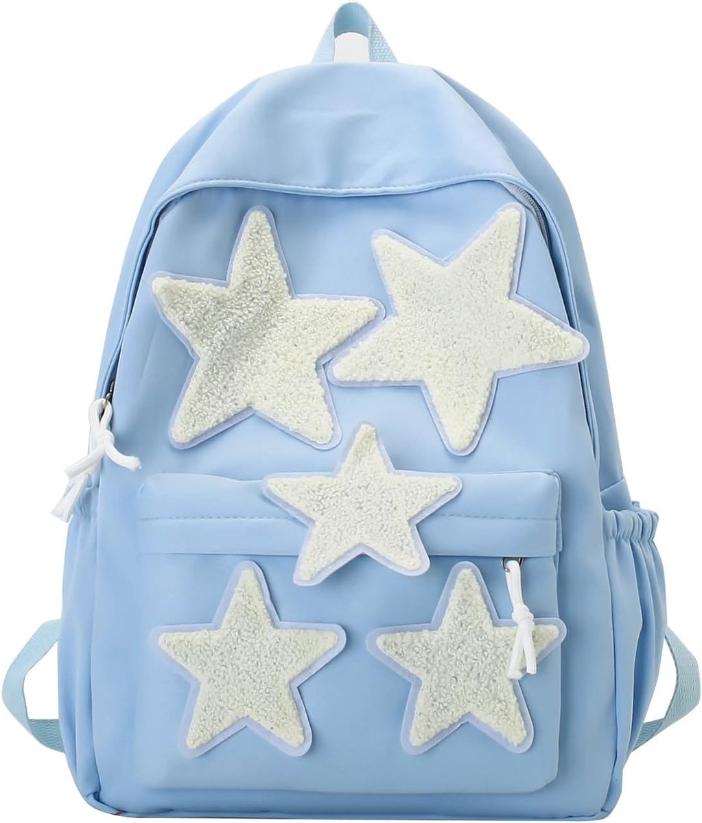 Meisjes Rugzak met Sterren Design - Waterdichte Schooltas met Verstelbare Schouderbanden, Kinder Rugzak met Voorvak, Laptop Rugzak voor School, Reizen en Dagelijks Gebruik