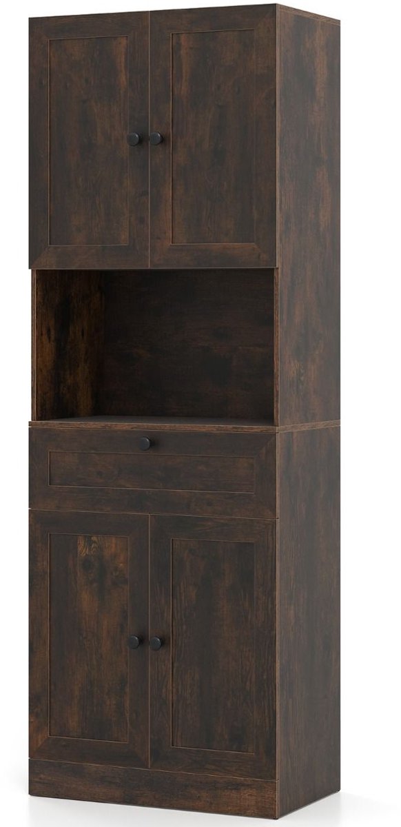 SureDeal® - Badkamerkast - Hoge Vrijstaande Opbergkast - Deuren - Lade - 60x35x171,5 cm - 