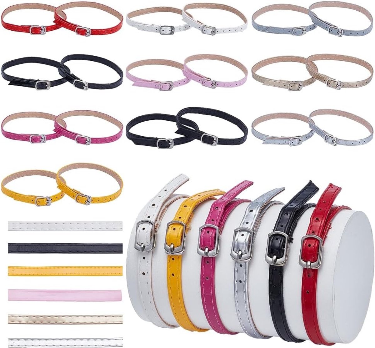 10 Sets Verstelbare PU Leren Schoenriemen voor Dames, Meerkleurige Enkelschoenen en Hoge Hakken, Voorkom Losse Veters met Stijlvolle Schoenaccessoires