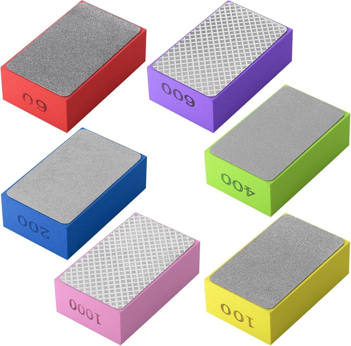 6-delige Diamant Schuurpad Set voor Handmatig Schuren van Tegels, Glas en Keramiek, Duurzaam en Efficiënt Schuurmateriaal voor Polijsten en Afwerken, Diverse Korrelgroottes 60# tot 1000#