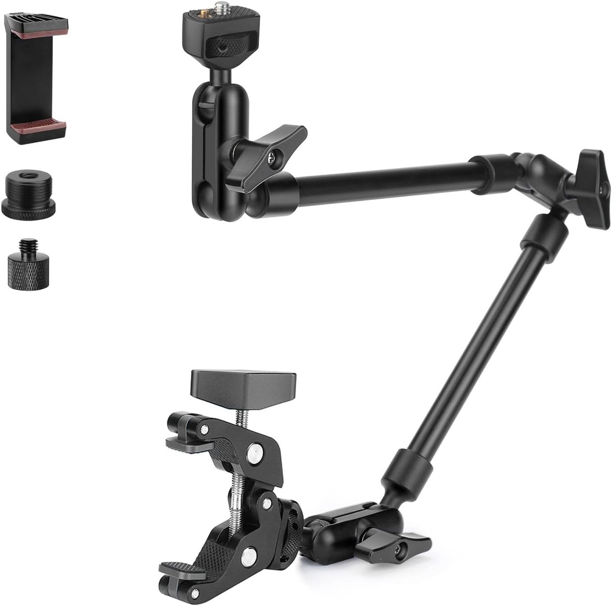 Thijox - 22" Magic Arm met Crab Clamp Kit, 360° Flexibele Camera Desk Mount & Klem voor Webcam, Microfoon, Actiecamera, Overhead Desk Mount, Articuler