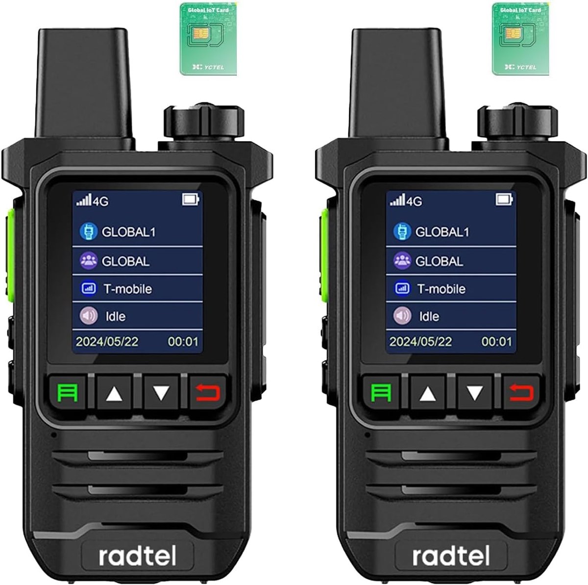 Thijox - Radtel P6 PoC-radio - Draagbare portofoons met onbeperkt bereik, 2 oplaadbare portofoons met 2 simkaarten, ideaal voor outdoor, camping, even