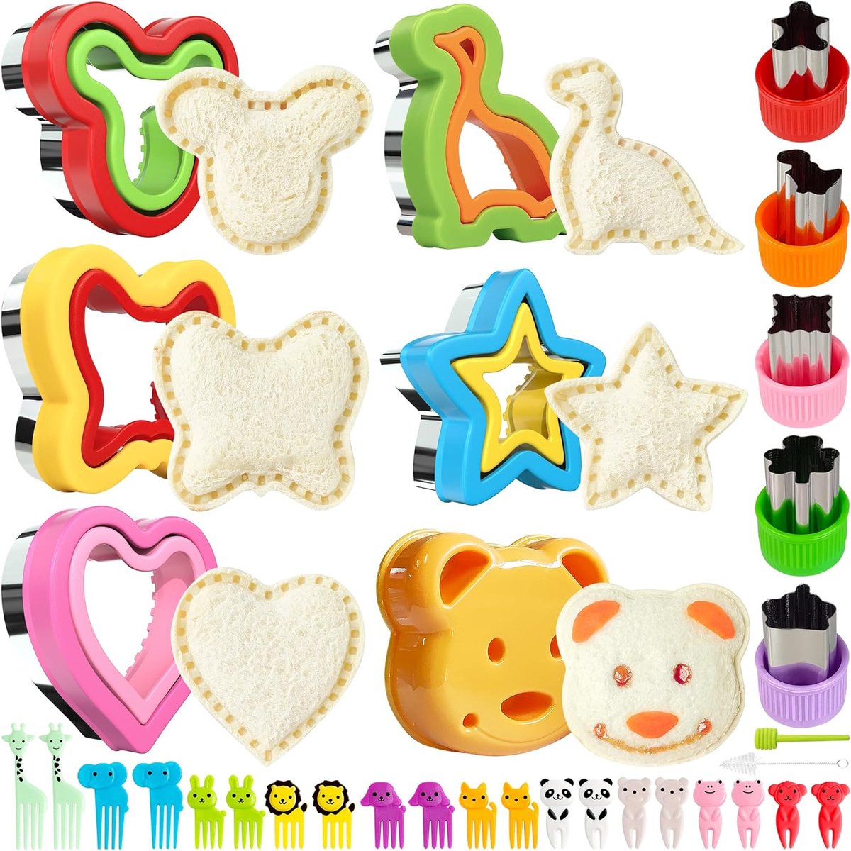SnelShoppen - 33 Pcs Kindersandwichsnijders - Rvs Broodsnijders en Afsluiters voor Kinderen, Groente en Fruit Snijders voor Bento Box, Veilig en BPA-v