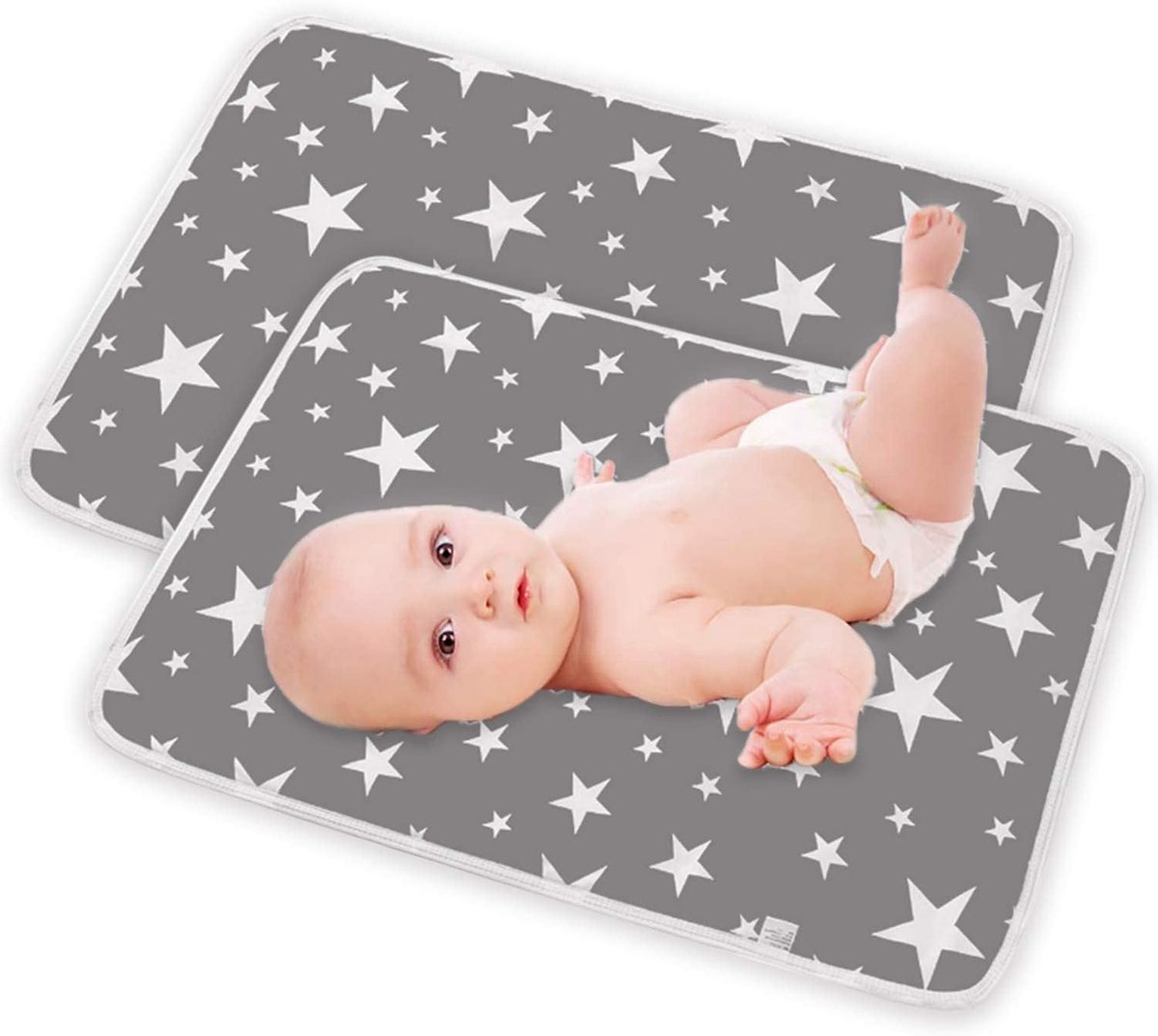 Thijox - 2 Stuks Draagbare Baby Aankleedmat 50x70 cm - Waterdicht, Handwasbaar, Opvouwbaar Katoen - Ideaal voor Pasgeborenen en Peuters - Perfect voor