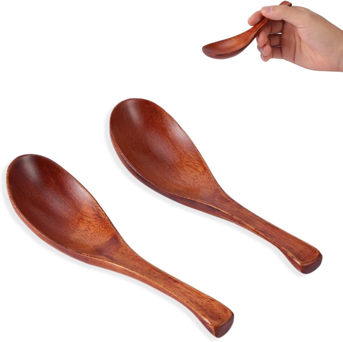 2 stuks Kleine Soeplepels, Houten Lepels Chinese Soeplepels Korte Handvat Lepel Tafellepel voor Thuis Keuken - ShopVlot