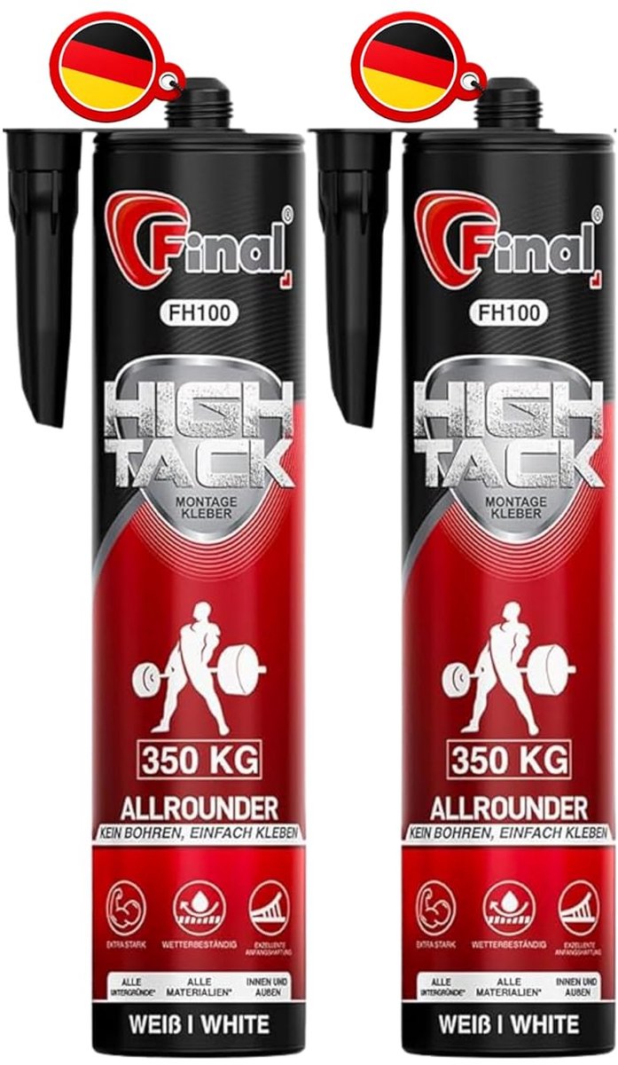 Thijox - FINAL High Tack Montagelijm - 2 x 490 g Hybride MS Polymeer Bouwlijm - Betrouwbare Hechting Binnen en Buiten - Perfect voor Klussen en Verbou
