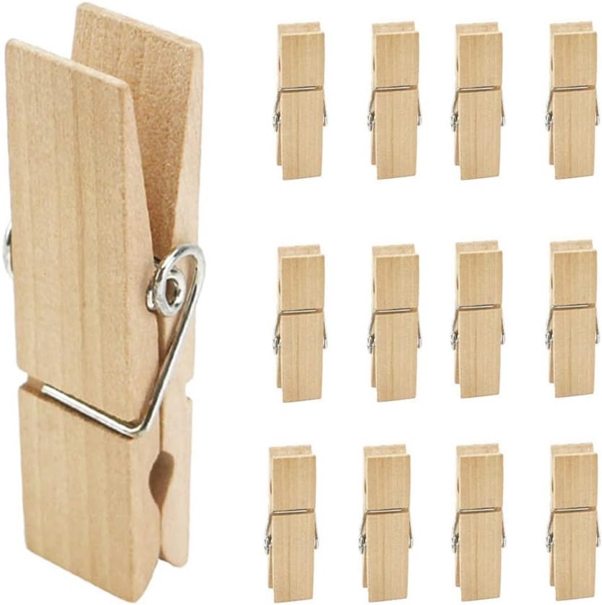 Thijox - 12 Stuks Grote Houten Wasknijpers 7,2 cm - Stevige en Zware Klemmen voor Was, Knutselen, en Decoratie - Natuurlijk Hout - Perfect voor Tuin,