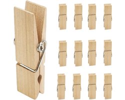 Thijox - 12 Stuks Grote Houten Wasknijpers 7,2 cm - Stevige en Zware Klemmen voor Was, Knutselen, en Decoratie - Natuurlijk Hout - Perfect voor Tuin,