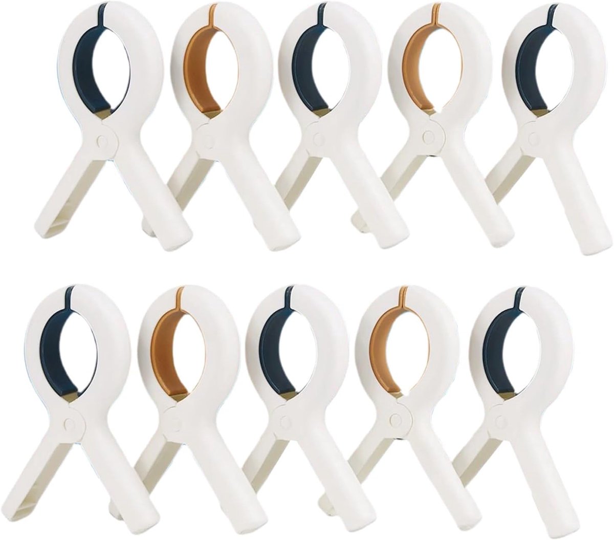 Thijox - 10 Stuks Strandhanddoekclips voor Ligstoelen - Antislip Handdoeken Clips met Sterke Grip - Ideaal voor Grote Handdoeken - Elegant Wit met Mar