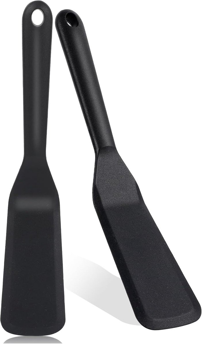 Dailygoods - Siliconen Spatels Set van 2 - Antiaanbak Kookspatels - Hittebestendig - Zwart
