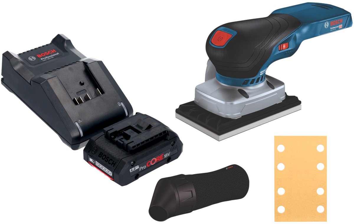 Bosch GSS 18V-13 Professional accu-excentrische schuurmachine 18 V 100 x 110 mm + 1x ProCORE-accu 4,0 Ah + oplader