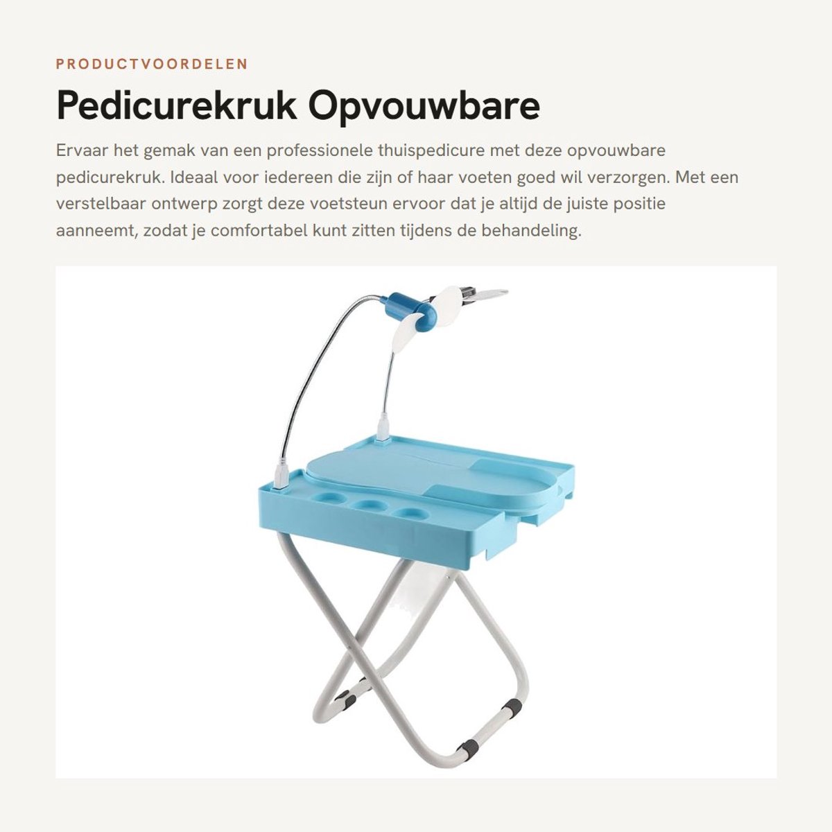 Dailygoods- Pedicurekruk Verstelbaar - Opvouwbaar Voetenbankje - Antislip - Stevige Poten - Ingebouwde Opbergruimte - Geschikt voor Thuispedicure - Voetenbank