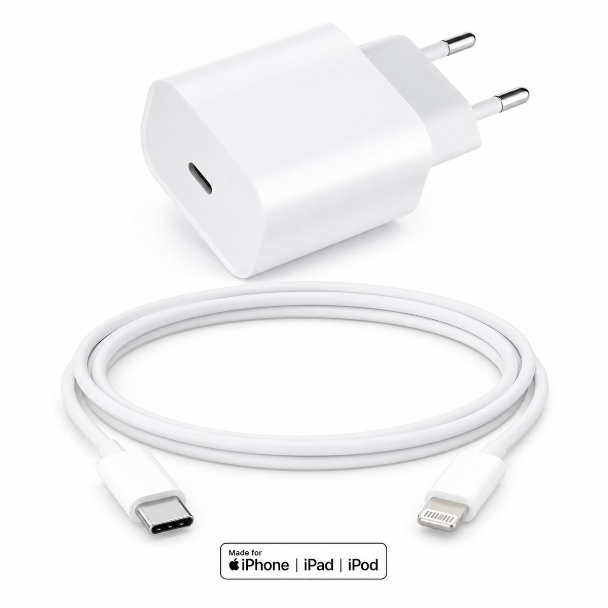 Vastiq Power® - USB-C-Adapter-Snellader - 1 Meter Kabel - Geschikt Voor Iphone 14/13/12/Ipad - USB-C - Lightning - Snellader - Iphone/13/12/11/ X/Ipad /13/12/Pro/Max - Iphone 13/12/Pro/Iphone /13/12/Mini