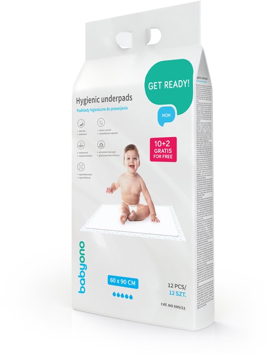 Baby Ono 60 x 90 cm Wegwerp Verschoningsmatjes 10 + 2 stuks — afbeelding 4