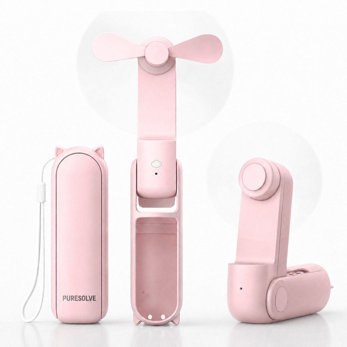 Mini- & Handventilator roze - Oplaadbaar - tafel model - 2 standen - powerbank - verkoeling - Draadloos - Tafelventilator - mini verkoeler
