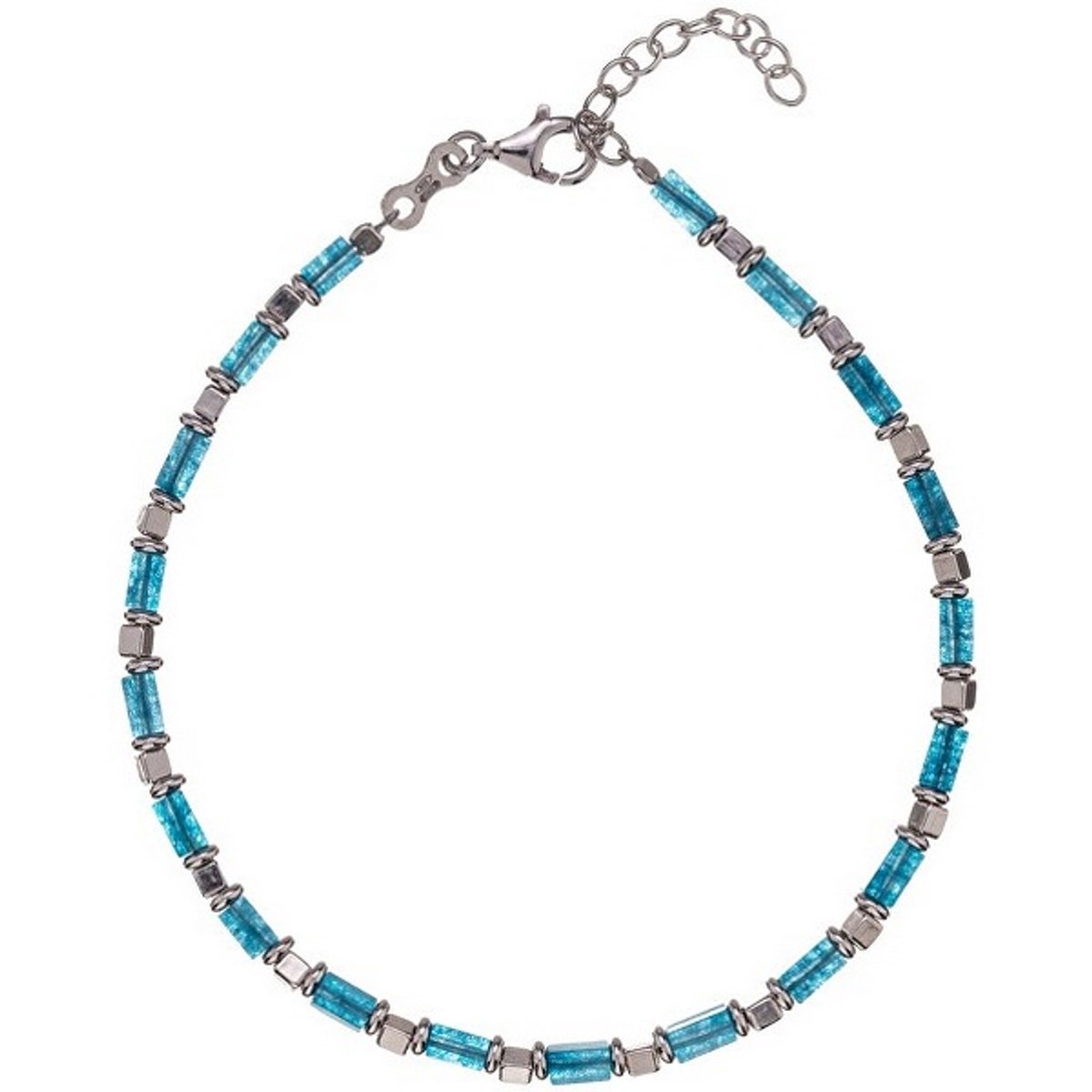 ALISIA AL5096 ZILVEREN ARMBAND MET BLAUWE KRALEN 1 STUK
