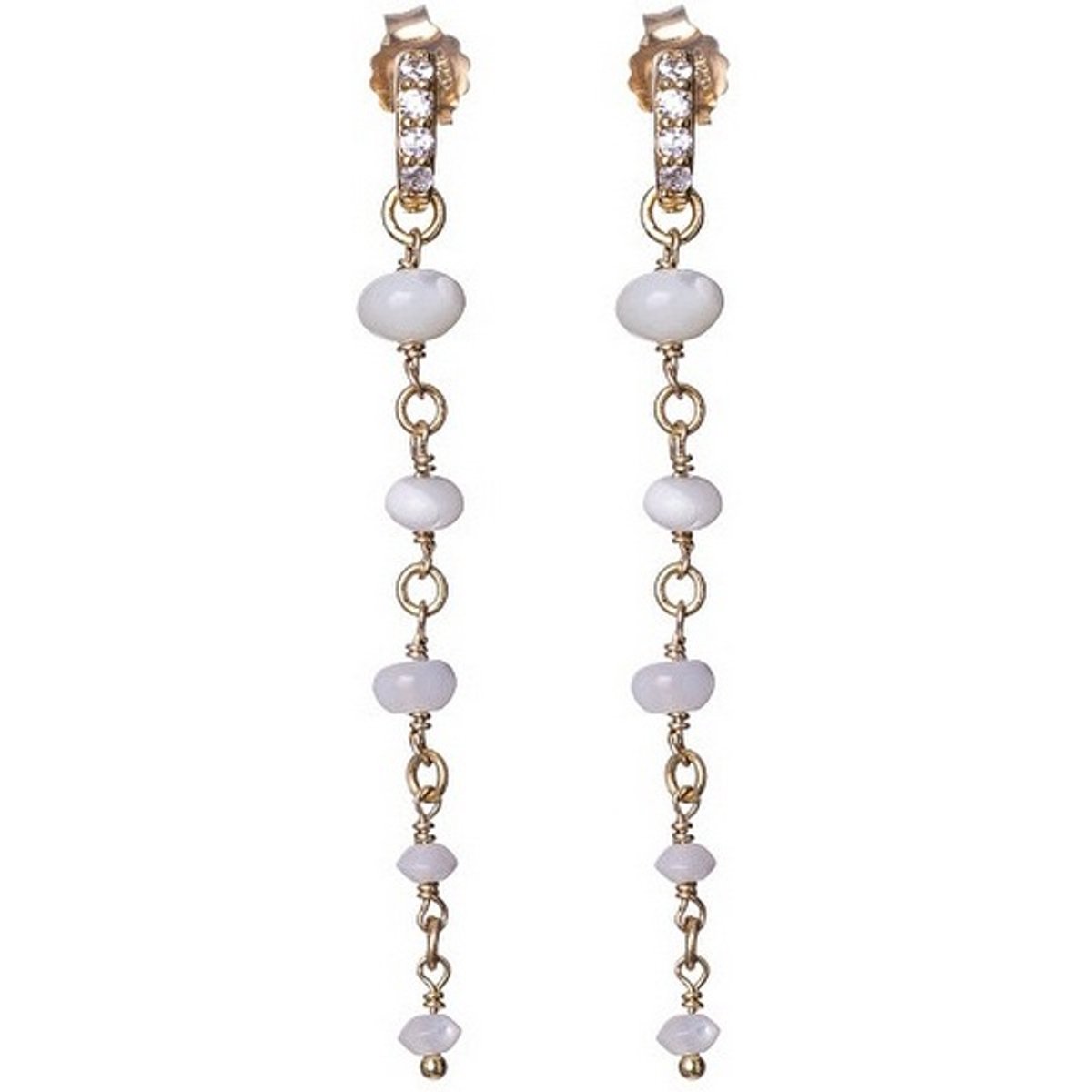 ALISIA AL3705.01.000 GOLD-PLATED OORHANGERS MET PARELMOER EN ZIRKONIA'S 1 PAAR