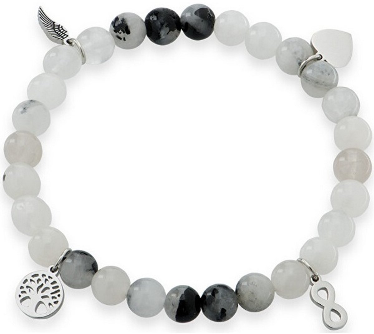 TROLI KWARTS KRALEN ARMBAND MET BEDELS 1 STUK