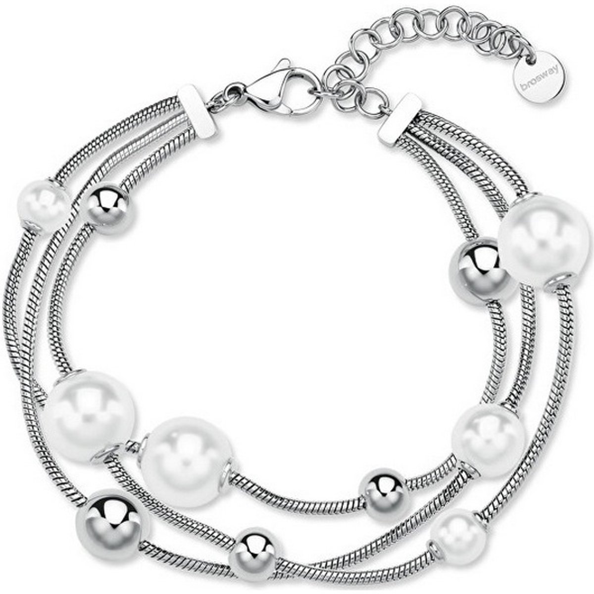 BROSWAY PERFECT BPC58 STAINLESS STEEL ARMBAND MET PARELS 1 STUK