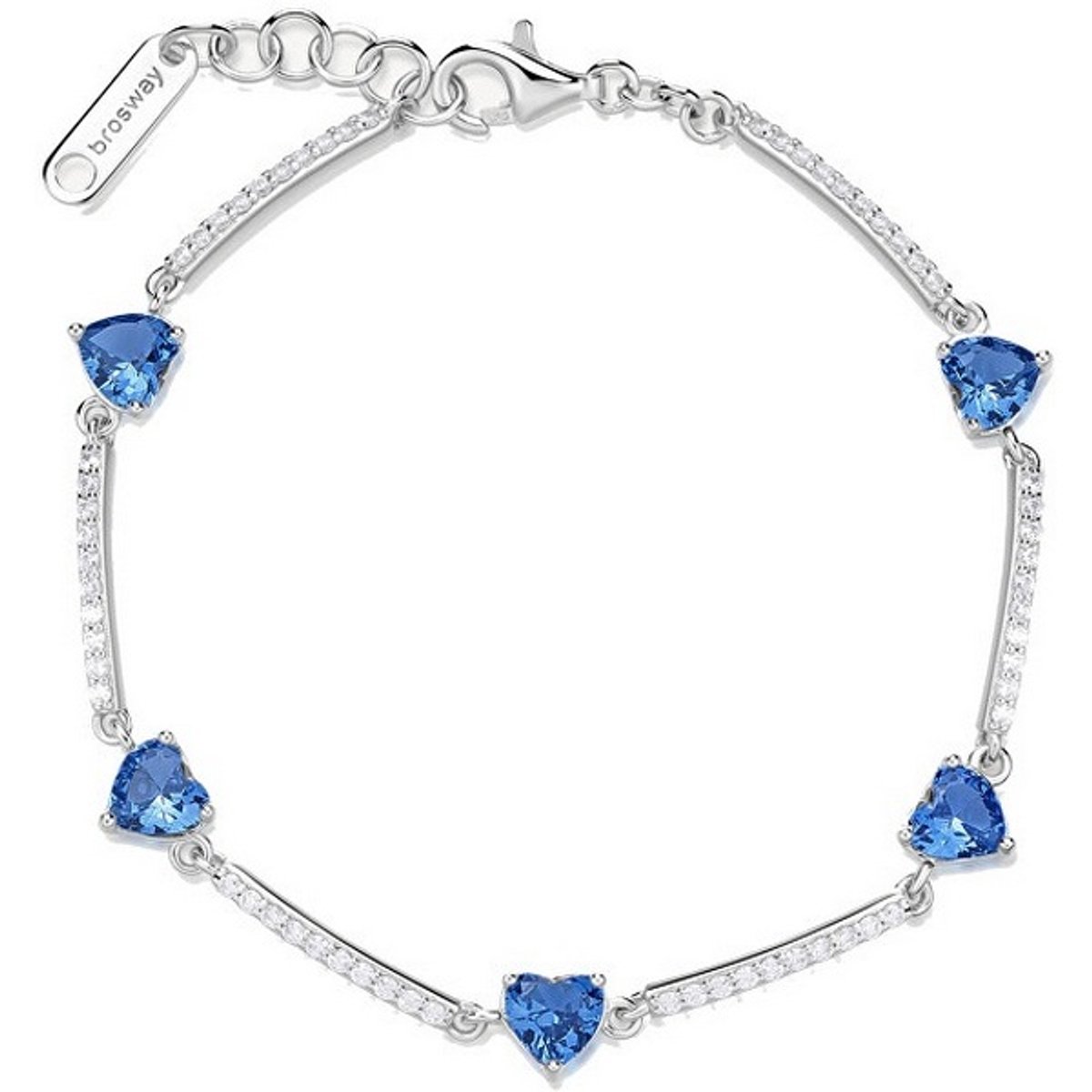 BROSWAY FANCY FFB115 ZILVEREN ARMBAND MET BLAUWE/TRANSPARANTE ZIRKONIA'S 1 STUK