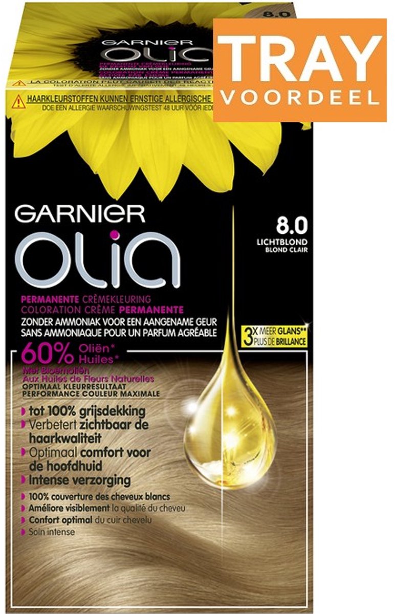 GARNIER OLIA 8.0 LICHTBLOND PERMANENTE CREMEKLEURING HAARVERF 6 X 1 STUK