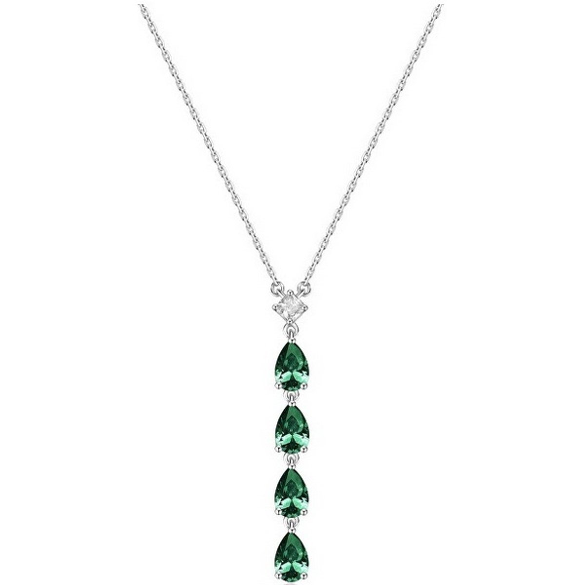 BROSWAY FANCY FLG110 ZILVEREN KETTING MET GROENE/TRANSPARANTE ZIRKONIA'S 1 STUK