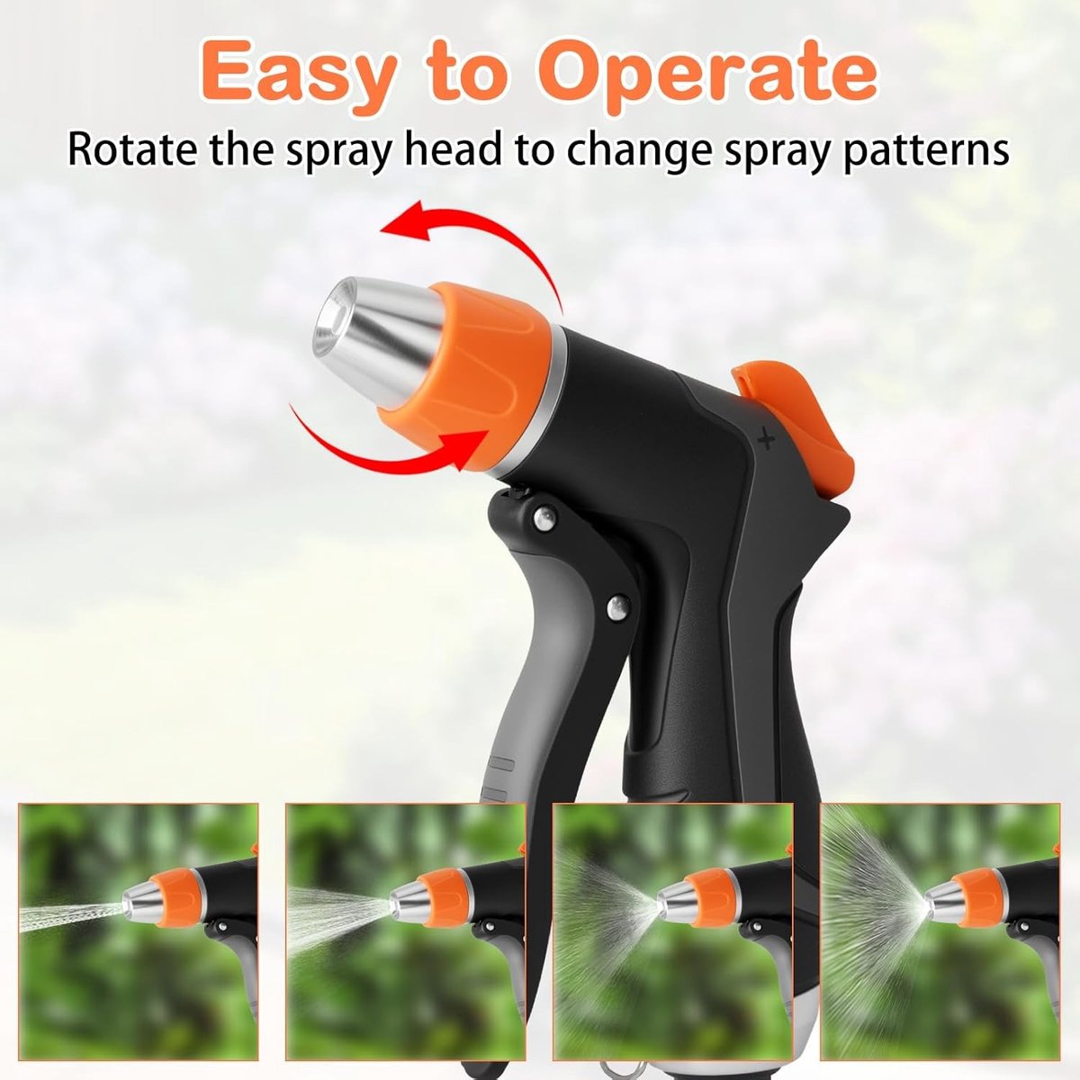 Tuinsproeipistool met 10 functies, metalen hogedruk spuit voor gazon, bloemen, auto en meer, 2 stuks met snelaansluiting