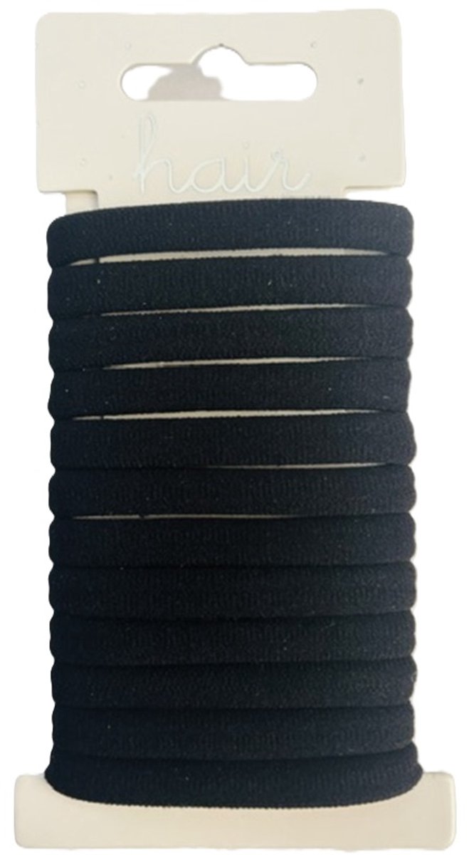 Haarelastiek Endless - Dikte 7mm - Zwart - 12 stuks