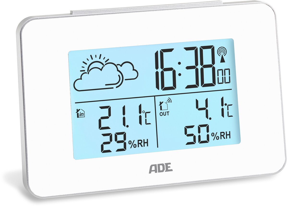 Ade Digitaal Weerstation Wit 4x13xh8,7 Draadloze Sensor - Incl. Batterijen