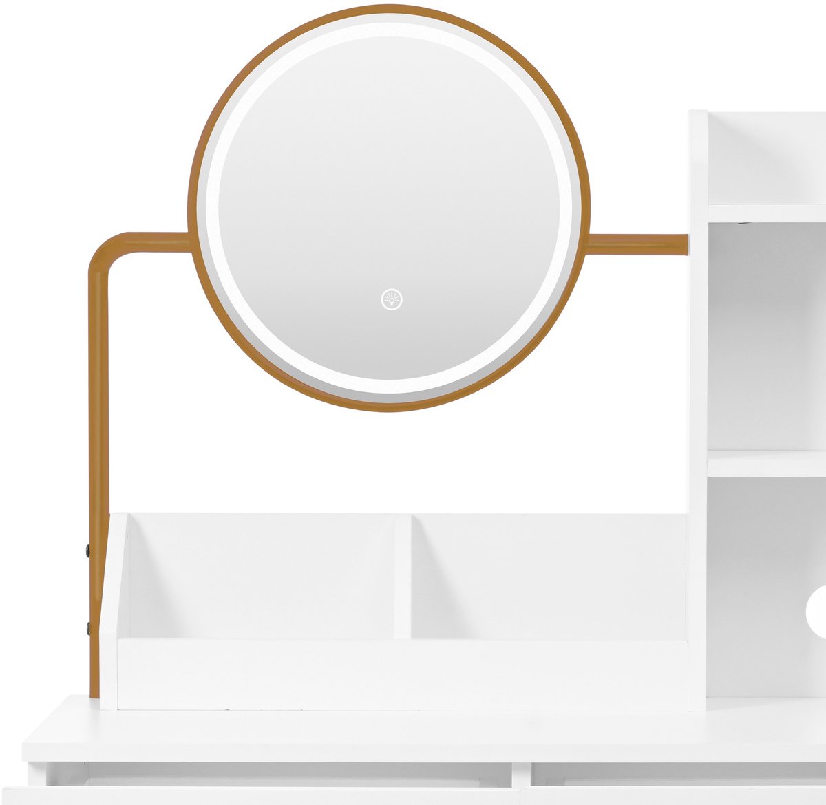 YYchan kaptafel - wit - 80 x 40 x 138,5 cm - met opbergruimte - met LED-verlichting - met stopcontact