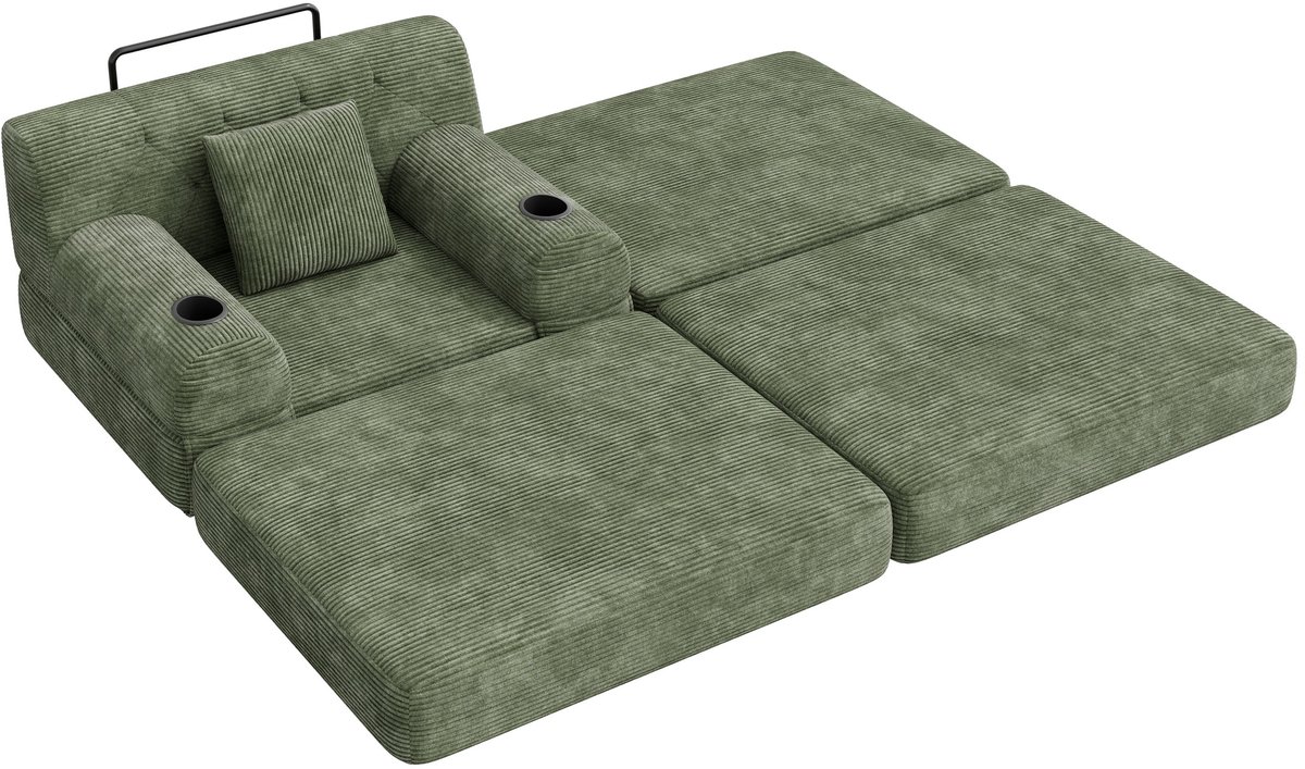 YYchan fauteuil met voetenbank - groen - 107 x 162 x 81 cm