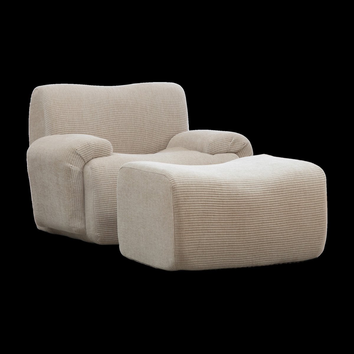 YYchan fauteuil met voetenbank - kaki - 113 x 94 x 78,5 cm - voetenbank 82 x 61,7 x 44,5 cm