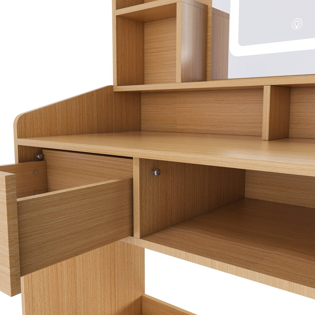 YYchan kaptafel - houtkleur - 60 x 36 x 130 cm - met LED-verlichting