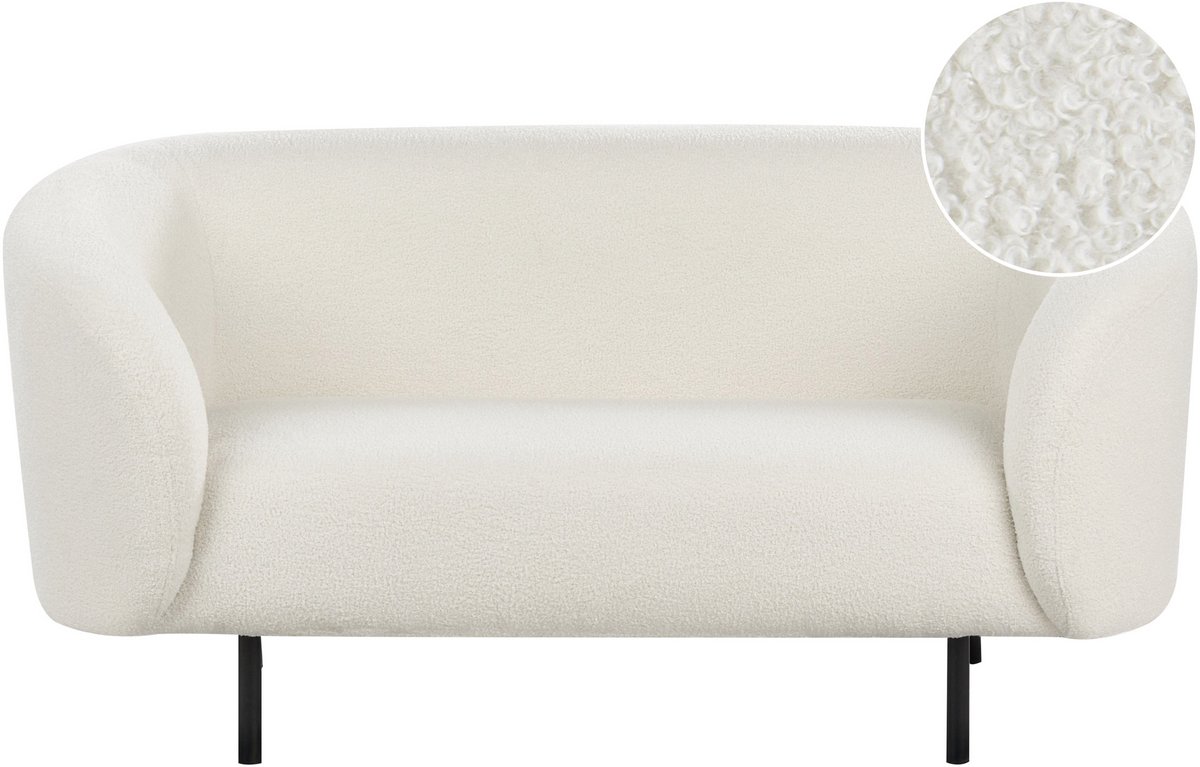 Beliani LOEN - Tweezitsbank - Wit/Zwart - Bouclé