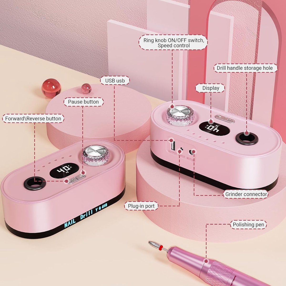 Thijox - Elektrische Nagelvijl 40.000 tpm - Professionele Nagelfrees voor Gelnagels, Manicure en Pedicure - Compleet Nagelset voor Thuis en Nagelstudi thumbnail 2