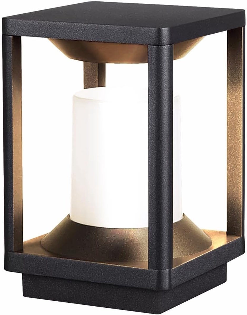 Thijox - 20W LED-Paalverlichting Buiten - Vierkante Tuinlamp - Zwart - IP65 Waterdichte Bolderlamp met E27-Fitting - Perfect voor Tuin, Veranda en Pad