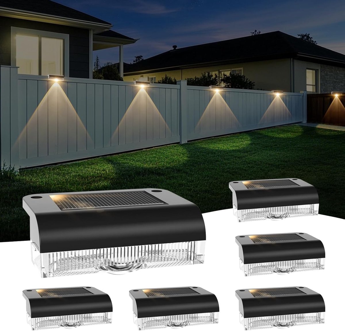 Thijox - Solar Wandlampen Buiten Set van 6, IP65 Waterdicht, LED Warmwit Tuinverlichting, Decoratieve Buitenlampen voor Balkon, Terras en Tuin