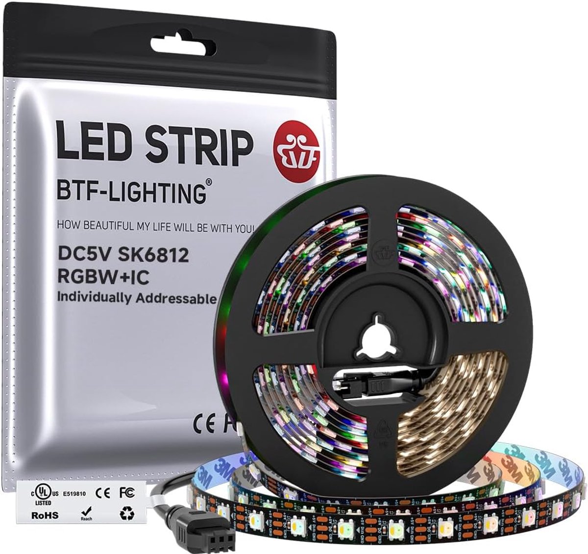 Thijox - RGBW LED Strip 5m - Individueel Adresseerbare SK6812 - Flexibele Droom Kleuren met Natuurlijk Wit - 60 LEDs/m - IP30 Niet-Waterdicht - Perfec