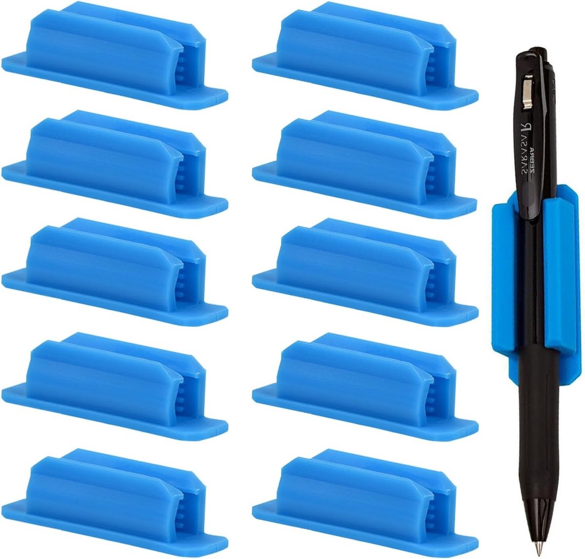 Zelfklevende Siliconen Penhouder, 10 Stuks Klem voor Potlood en Marker, Ideaal voor Bureau, Whiteboard en Kantooraccessoires, Blauw