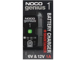 NOCO Genius1EU Acculader - 1-Ampere – 6 & 12 Volt – Volautomatisch - Laadt en onderhoudt - Druppellader