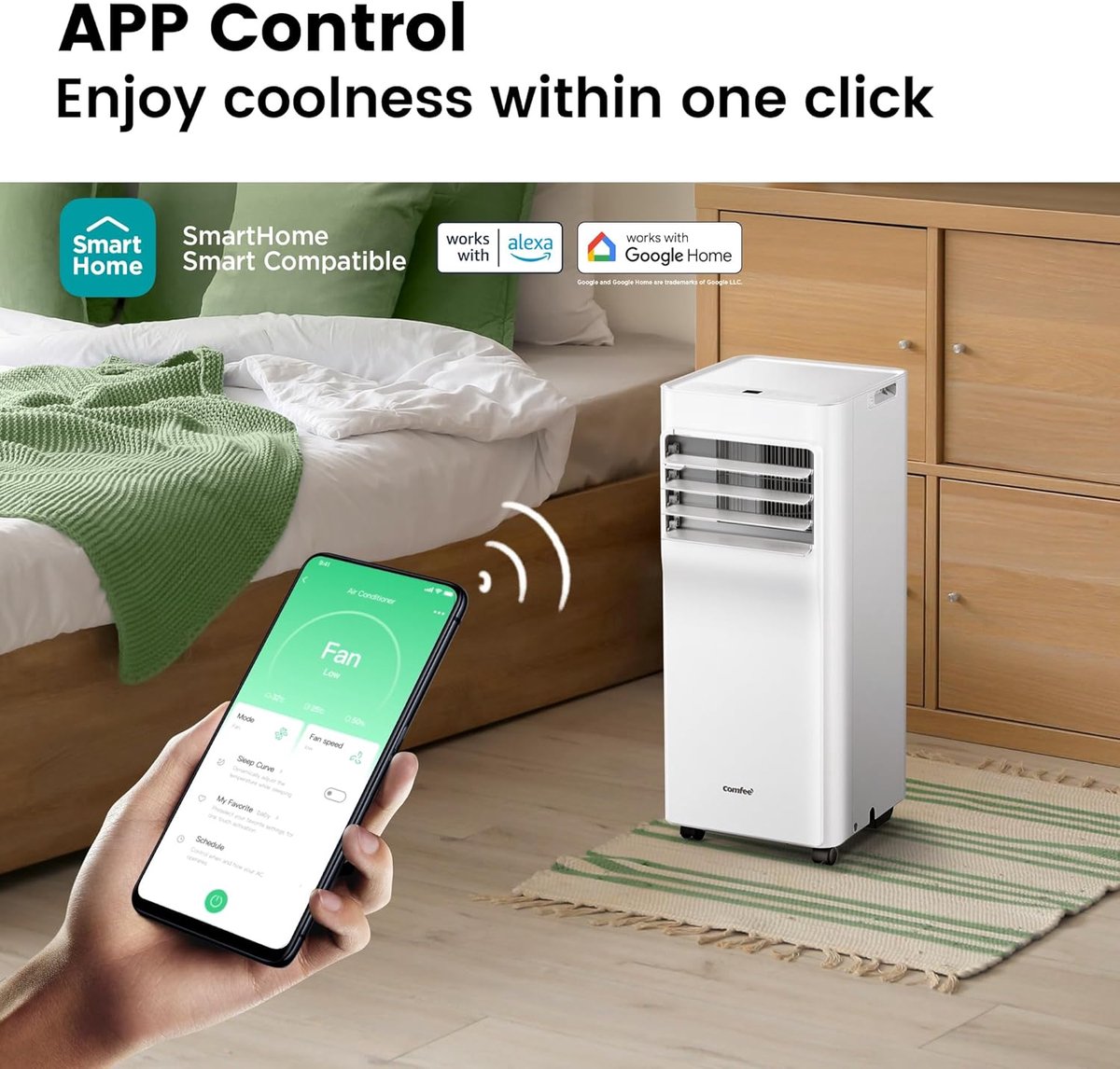 Mobiele airco 7000 BTU – 3-in-1 met appbediening, ontvochtiger en ventilator – 2,0 kW – Met afvoerslang – foto 8