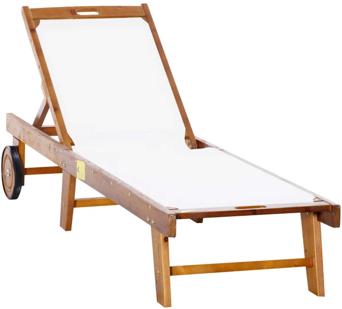 Ligbed - Tuin - Zonnebed - Ligstoel - Loungebed - Weerbestendig - Verstelbaar - Buiten - Opklapbaar - Natuurlijk + Wit