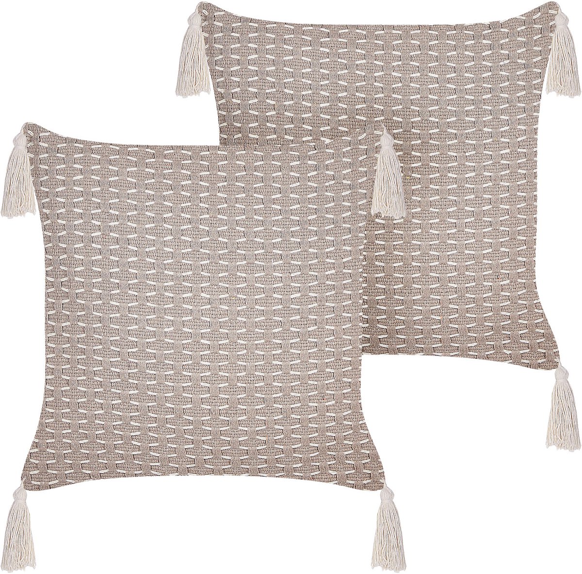 Beliani HAKONE - Set van 2 kussens - Taupe - 42 x 42 cm - Polyester Beige
