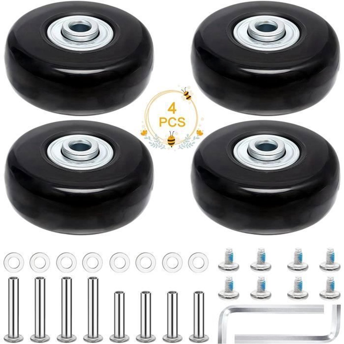 Vervangende wielen Geschikt voor bagage, 4 stuks, 50x18 mm per paar